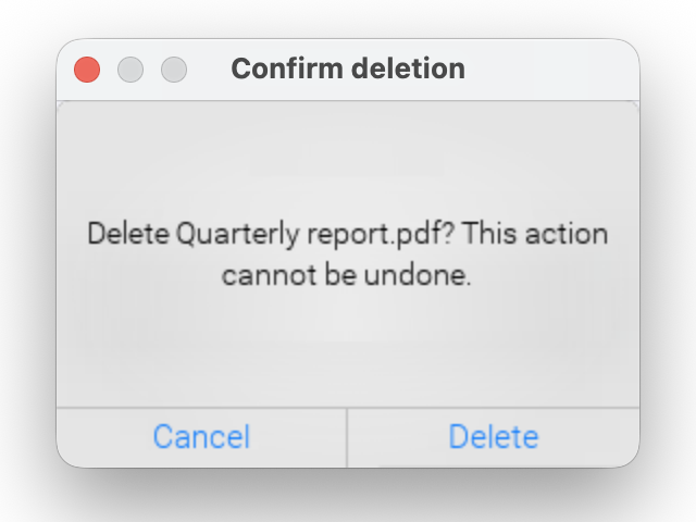 A themed Codename One confirmation dialog in its own macOS window